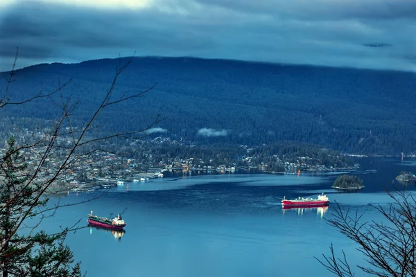 Port Vancouver Deux Navires Océaniques Burrard Inlet Indian Arm Deep — Photo