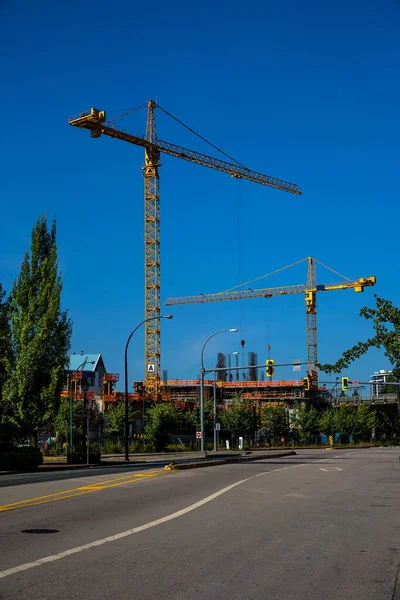 Construction New Building Residential Area New Westminster City Background Blue — Stock Photo, Image