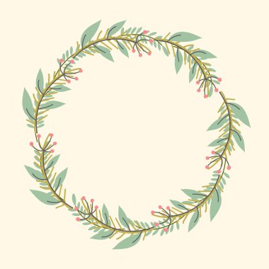 çelenk çiçek. Sevimli çiçek dekorasyon için. romantik tasarım konsepti. vektör çizim.