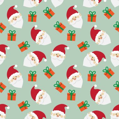 sevimli Noel Baba seamless modeli. Noel tasarım konsepti. vektör çizim.