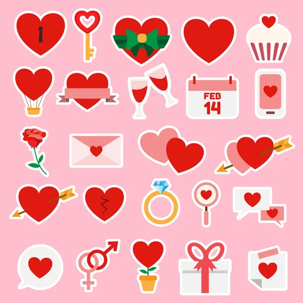 Set di icone di San Valentino e Matrimonio, Elementi di design. Cuore, Amore, Incontri e relazione. Illustrazione vettoriale . — Vettoriale Stock