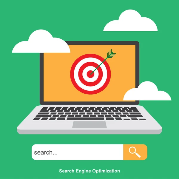 SEO, Search Engine Optimization. Digitale Marketing. Analytics Zoek-, informatie- en Website.Vector afbeelding. — Stockvector