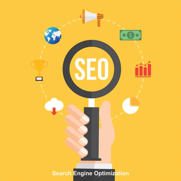 SEO, Ottimizzazione dei motori di ricerca. Marketing digitale. Serie di icone di ricerca analitica, informazioni e sito web. illustrazione vettoriale . — Vettoriale Stock