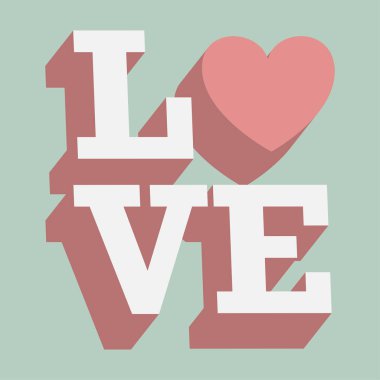 seviyorum. tipografi vektör çizim.