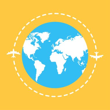 uçak dünya çapında. gezi, seyahat veya iş tasarım. vektör çizim.