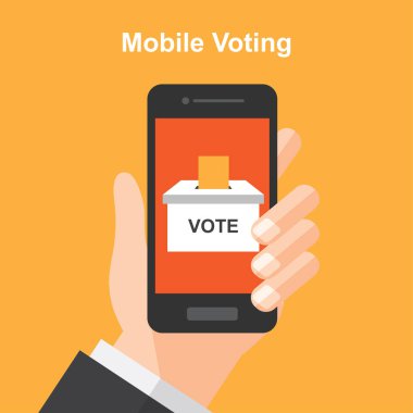 smartphone online oylama, oylama, seçim. Dijital aygıt. vektör çizim.