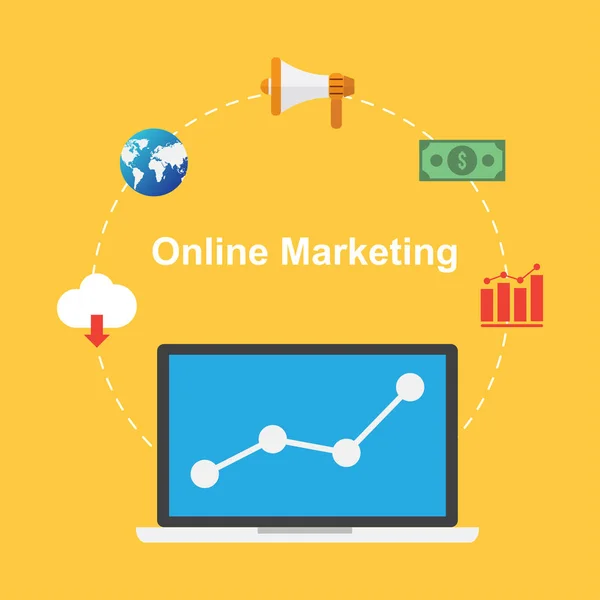 Marketing online. negócios e estratégia. conteúdo digital. ilustração vetorial . — Vetor de Stock