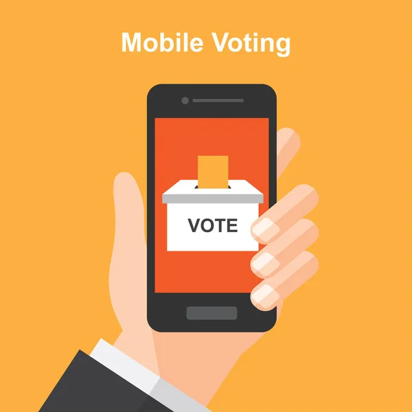 Smartphone σε απευθείας σύνδεση ψηφοφορία, ψηφοφορία, εκλογές. ψηφιακή συσκευή. Εικονογράφηση διάνυσμα. — Διανυσματικό Αρχείο