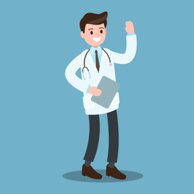 Doktor karakter, avatar. Sağlık iş, işçi, işgal. Tıbbi bilgi. Vektör çizim.