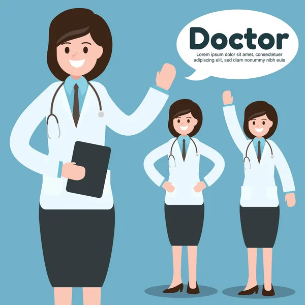 Dottore donna. assistenza sanitaria, lavoro, occupation.vector illustrazione . — Vettoriale Stock