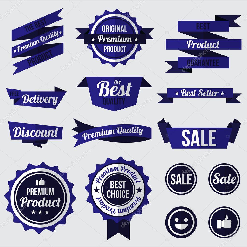 Set of navy badges , labels and ribbons. flat design concept. branding and sale decoration. vector illustration.
