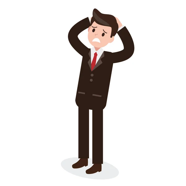 Stress et homme d'affaires sérieux. un homme avec un problème. concept de business design. illustration vectorielle . — Image vectorielle