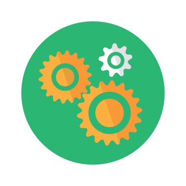 dişli, karikatür. simge vektör çizim. Mühendislik ve teknoloji tasarım konsepti.