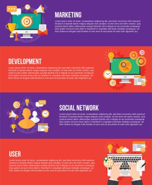 SEO. arama motoru optimation. Web afiş illüstrasyon vektör. bilgi teknoloji ve iş tasarım konsepti.