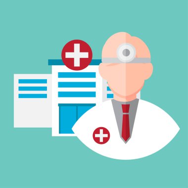 Doktor. Avartar, simge vektör çizim. Sağlık ve tıbbi tasarım konsepti.
