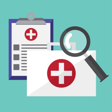 Doktor çanta, portföy. Sağlık ve tıbbi tasarım konsepti. vektör çizim.