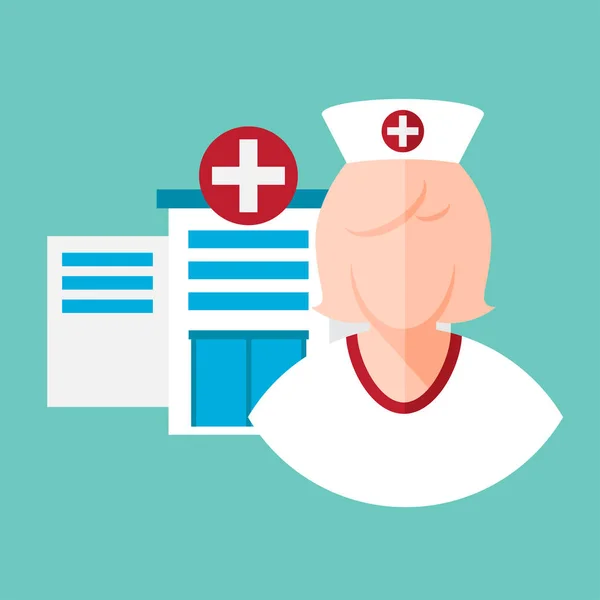 Enfermera. avatar, icono. concepto de salud y diseño médico. ilustración vectorial . — Vector de stock