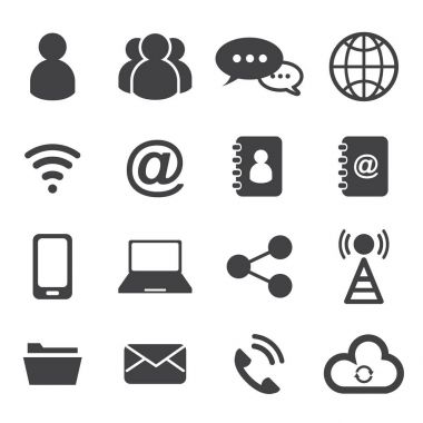 iletişim simgeler kümesi. vektör çizim. Modern telekomünikasyonun tasarım konsepti.
