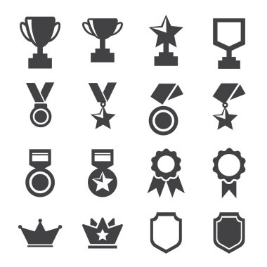 ödül ve kupa Icons set. vektör çizim.