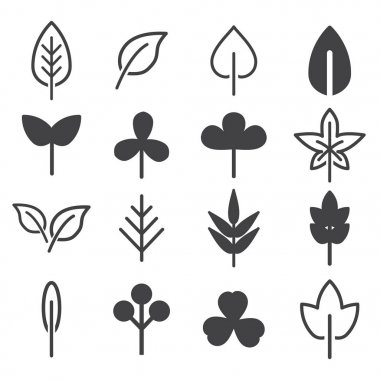 yaprak Icons set. Tasarım kavramı doğal ve ekoloji. vektör çizim.
