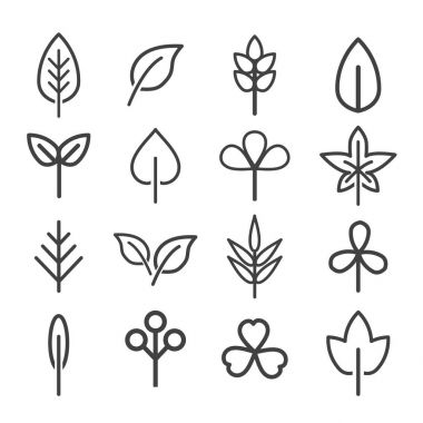 yaprak Icons set. Tasarım kavramı doğal ve ekoloji. vektör çizim.