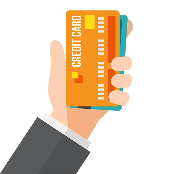 Hand holds credit card. vector illustration. — Stock Vector