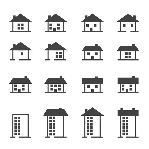 Haus, Haus, Immobilien-Ikonen gesetzt. Vektorillustration. — Stockvektor