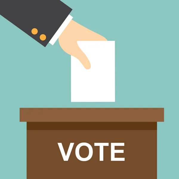 Ψήφος, εκλογές. Τοποθέτηση χαρτιού στην κάλπη στο χέρι. Εικονογράφηση διάνυσμα Δημοκρατία. — Διανυσματικό Αρχείο