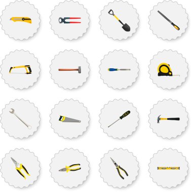 Gerçekçi Spade, tokmak, kereste fabrikası ve diğer vektör öğeleri. Aletleri gerçekçi simgeler kümesi de içerir teyp, demir testeresi, yardımcı programı'nı nesneleri.