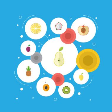 Düz egzotik tatlı, kireç, Düşes ve diğer vektör öğeleri. Berry düz simgeler kümesi de içerir Erik, Mango, Düşes nesneleri.