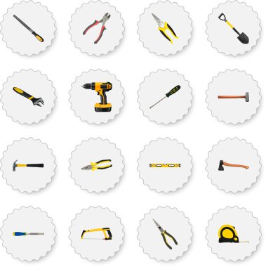 Gerçekçi balta, uzunluğu rulet, kürek ve diğer vektör öğeleri. Aletleri gerçekçi simgeler kümesi de Kerpetenler, enstrüman, kol nesneleri içerir.