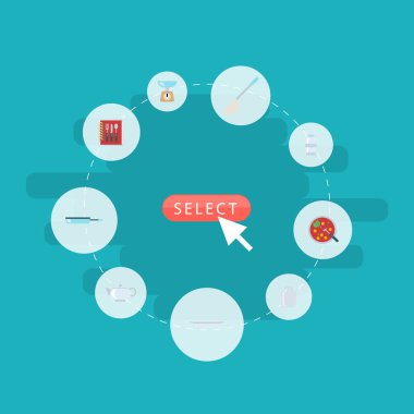 Düz cam kap, mutfak ölçümü, baharat ve diğer vektör öğeleri. Ayrıca plaka, tuz, ölçüm nesneleri içeren küme gıda düz sembolleri.