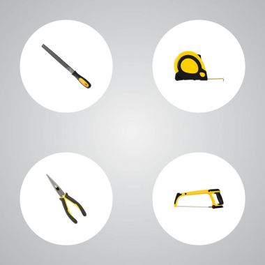 Gerçekçi kalemtıraş, kol-testere, kerpeten ve diğer vektör öğeleri. Araçlar gerçekçi simgeler kümesi de içerir kol, gürültü, Emery nesneleri.