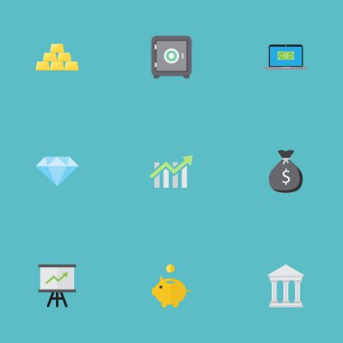 Düz mücevher Gem, bilgisayar, büyüyen grafik ve diğer vektör öğeleri. Ayrıca elmas, mücevher, ok nesneleri içeren küme iş düz sembolleri.