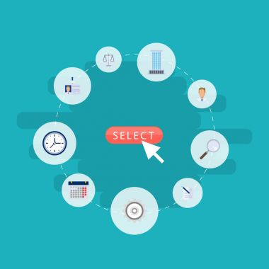 Düz takvim, çalışan, Office ve diğer vektör öğeleri. İstihdam düz simgeler kümesi de arama, belge, kart nesneleri içerir.