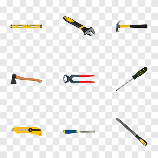 Realistic Wrench, Hatchet, Claw And Other Vector Elements. Set Of Tools Realistic Symbols Also Includes Cutter, Construction, Tool Objects. — Stock Vector