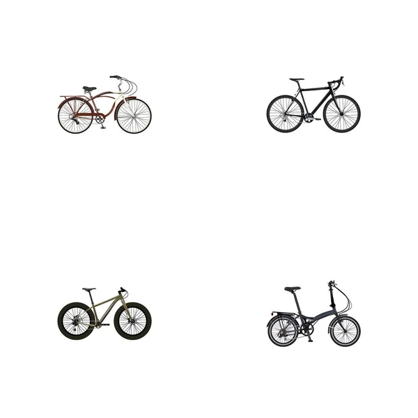 Реалістичний складний спортивний велосипед, подорожній велосипед, Bmx та інші векторні елементи. Набір реалістичних символів способу життя також включає Bmx, циклокрос, складні об'єкти . — стоковий вектор