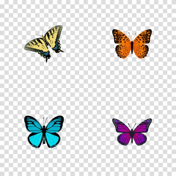 Sky Animal yang realistis, Danaus Plexippus, Purple Monarch and Other Vector Elements (dalam bahasa Inggris). Set Of Beauty Simbol Realistik Termasuk Purple, Blue, Butterfly Objects . - Stok Vektor