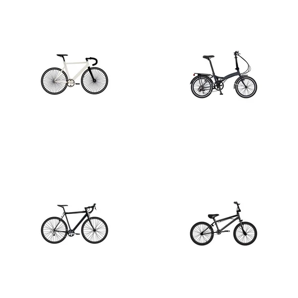 Velocidad vial realista, ciclismo extremo, ciclo deportivo plegable y otros elementos vectoriales. Set de Símbolos Realistas de Estilo de Vida También Incluye Pista, Ciclocross, Objetos Extremos . — Vector de stock