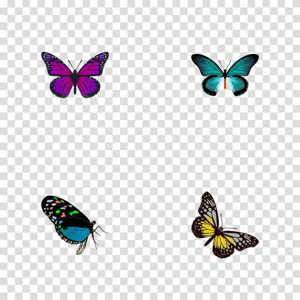 Realistic Hairstreak, Purple Monarch, Pipevine and Other Vector Elements. Набор реалистичных символов красоты также включает в себя фиолетовый, красоту, синий объекты . — стоковый вектор