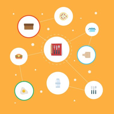 Baharat, Fast Food, güveç ve diğer vektör öğeleri düz. Düz sembolleri pişirme seti de İtalyanca, Pan, omlet nesneleri içerir.