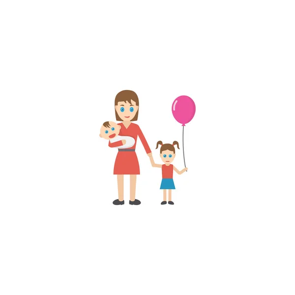 Elemento piatto per bambini. Illustrazione vettoriale di donna piatta isolata su sfondo pulito. Può essere utilizzato come donna, bambini e madre simboli . — Vettoriale Stock