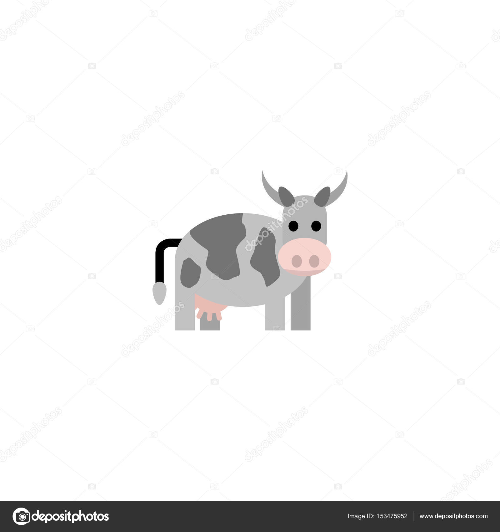 フラット牛要素 きれいな背景に分離されたフラット Kine のベクター イラストです 雌牛 牛や動物として使用できる記号 ストックベクター C Topvectorel