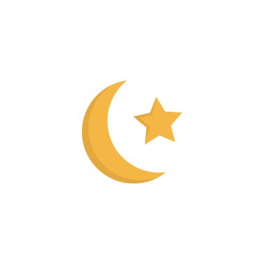 Düz Ramazan ay öğesi. Düz yeni ay üzerinde izole temiz arka plan vektör Illustration. Ramazan, ay ve yıldız sembolleri kullanılabilir.