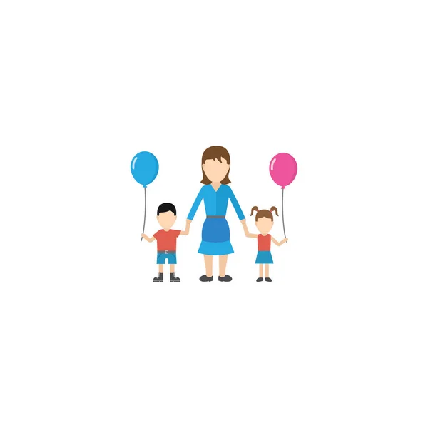 Appartamento Lady Element. Illustrazione vettoriale di bambini piatti isolati su sfondo pulito. Può essere utilizzato come famiglia, madre e bambini simboli . — Vettoriale Stock