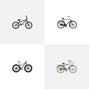 Gerçekçi eğitim araç, Bmx, yolculuk Bisiklet ve diğer vektör öğeleri. Bisiklet gerçekçi simgeler kümesi de patron, Flamanca, Bmx nesneleri içerir.