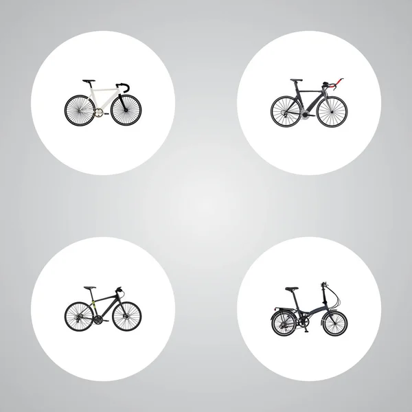 Vitesse réaliste de la route, pliage Sport-Cycle, vélo de compétition et autres éléments vectoriels. Ensemble de symboles réalistes de sport comprend également le triathlon, vélo, objets d'entraînement . — Image vectorielle
