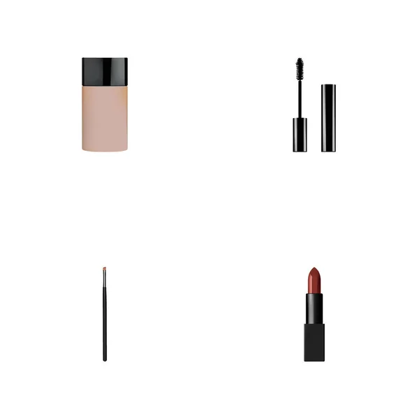 Kit de estilo de contorno realista, Pomada, Concealer e outros elementos vetoriais. Conjunto de símbolos realistas Maquillage também inclui tinta, Brow, objetos Skincare . — Vetor de Stock