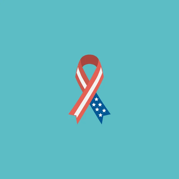 Flat American Ribbon Element. Vector Illustration Of Flat Awareness Isolated On Clean Background. Can Be Used As American, Ribbon And Awareness Symbols. — Stock Vector