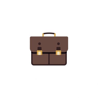 Düz durum öğesi. Düz portföy temiz arka plan üzerinde izole vektör Illustration. Dava, portföy ve çanta sembolleri kullanılabilir.